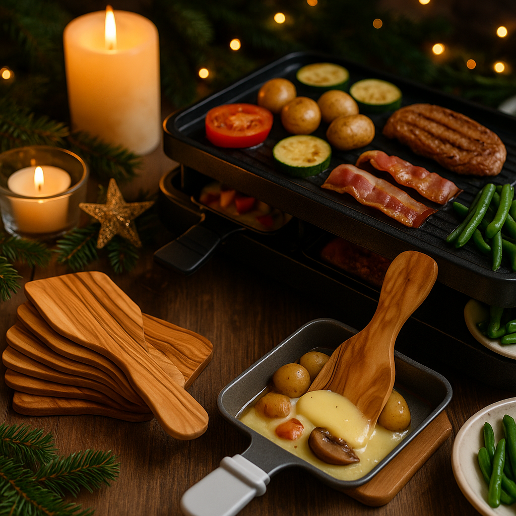 Raclette-Schaber und Untersetzer - Komplett-Set für 6 oder 8 Personen