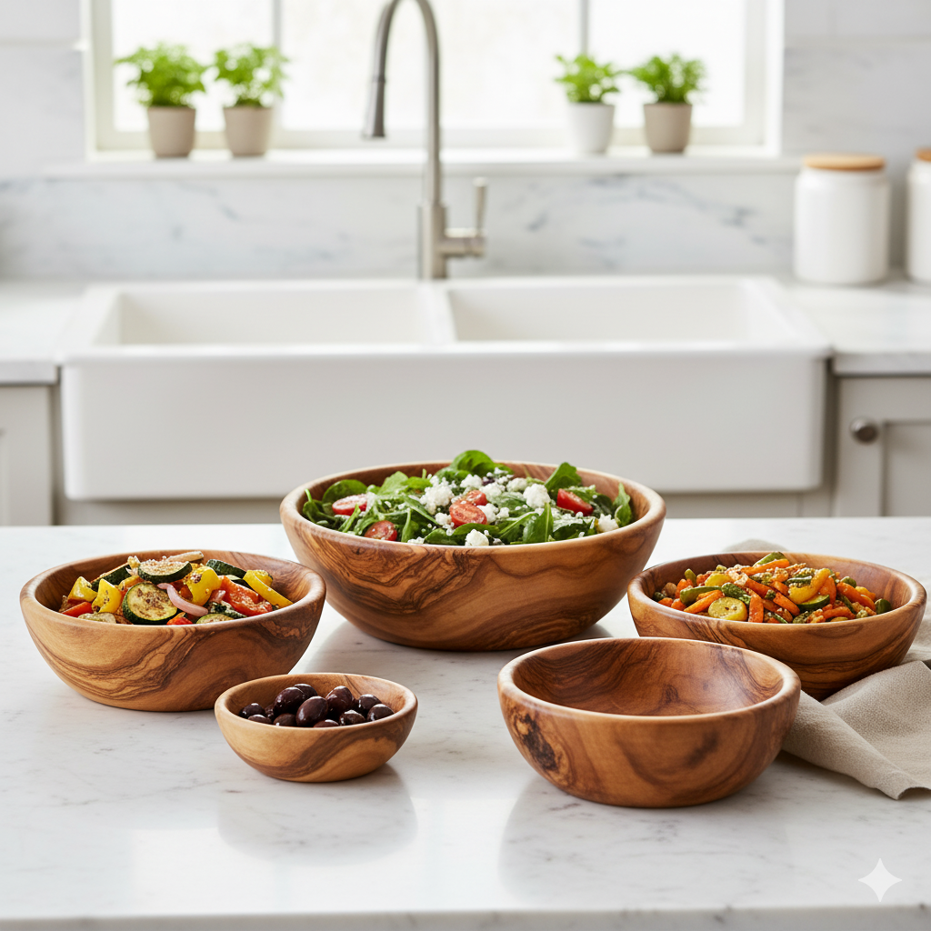 5er-Set Olivenholzschalen - Elysera