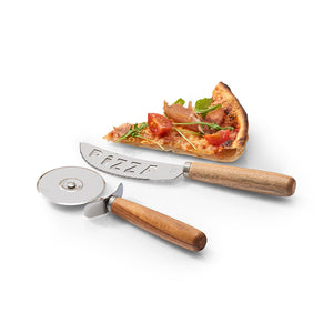 Pizza-Schneide-Set 2-teilig Akazie/Edelstahl - Elysera