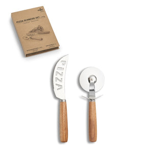 Pizza-Schneide-Set 2-teilig Akazie/Edelstahl - Elysera