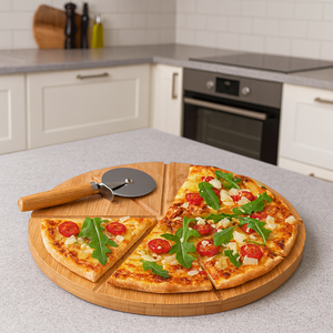 Pizza-Set 2-teilig Bambus/Metall - Elysera