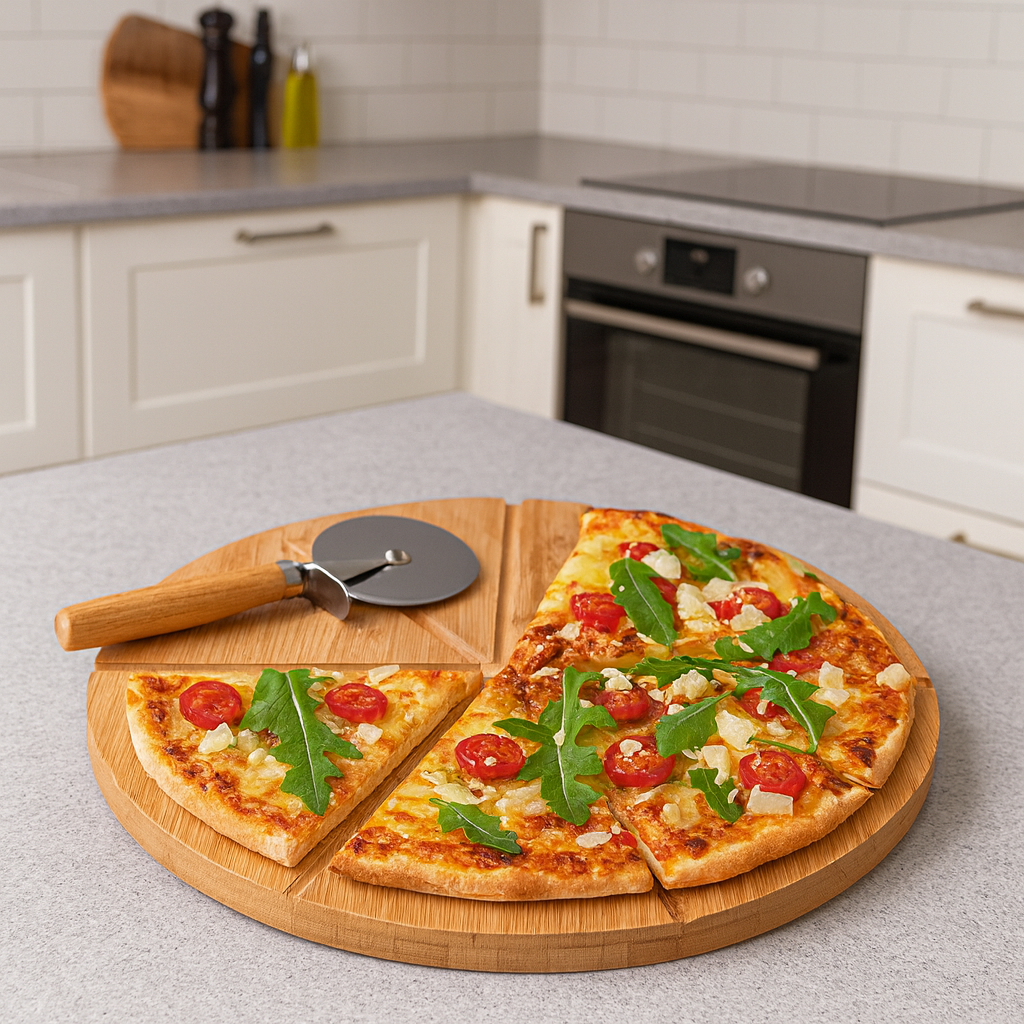 Pizza-Set 2-teilig Bambus/Metall - Elysera