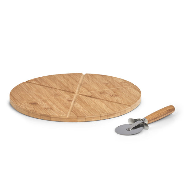 Pizza-Set 2-teilig Bambus/Metall - Elysera