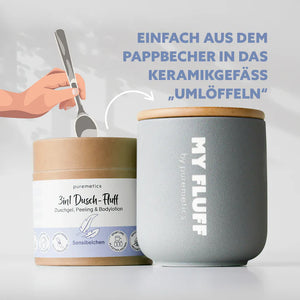 MY FLUFF Keramikgefäß „Türkis / Sand / Lichtgrau“ - Elysera