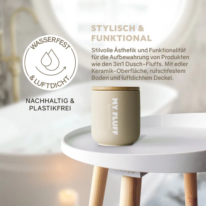 MY FLUFF Keramikgefäß „Türkis / Sand / Lichtgrau“ - Elysera