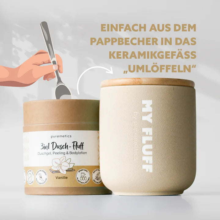 MY FLUFF Keramikgefäß „Türkis / Sand / Lichtgrau“ - Elysera