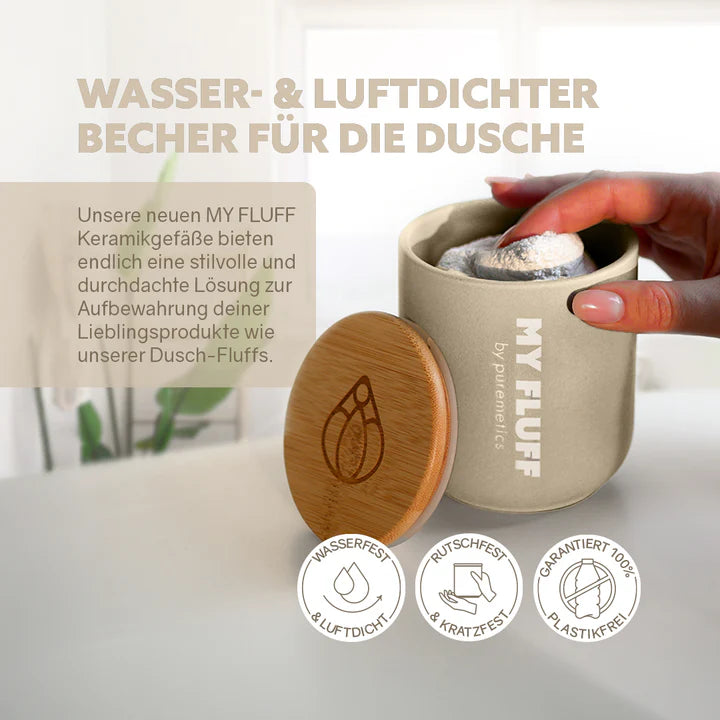 MY FLUFF Keramikgefäß „Türkis / Sand / Lichtgrau“ - Elysera