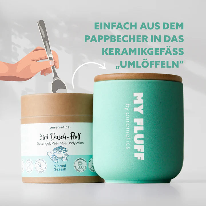 MY FLUFF Keramikgefäß „Türkis / Sand / Lichtgrau“ - Elysera