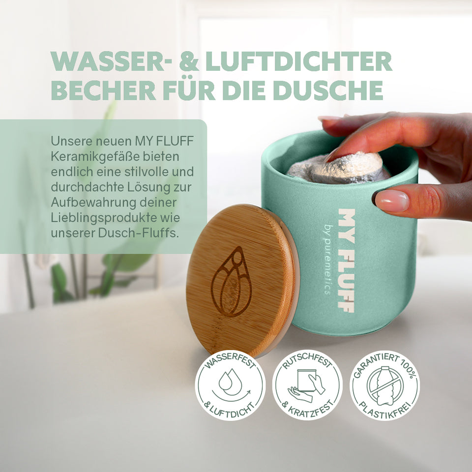 MY FLUFF Keramikgefäß „Türkis / Sand / Lichtgrau“ - Elysera