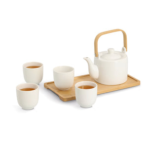 Tee-Set 6-teilig Bambus/Steingut - Elysera