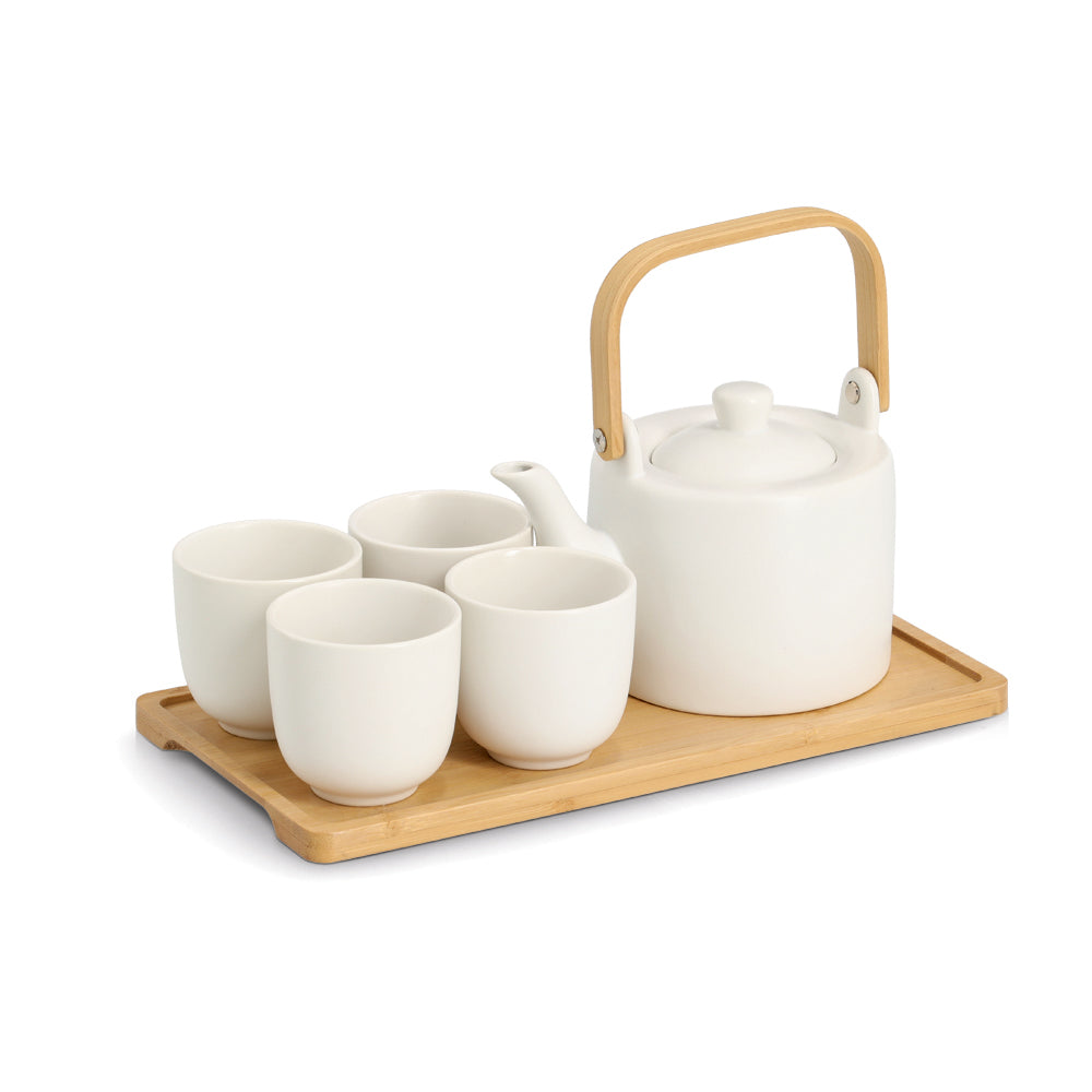 Tee-Set 6-teilig Bambus/Steingut - Elysera