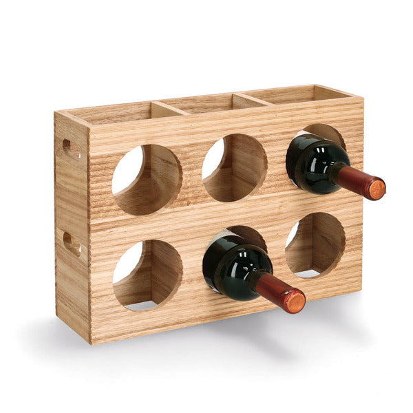 Weinregal "Stripes" für 6 Flaschen Gummibaum - Elysera