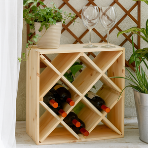 Weinregal aus Kiefernholz für 24 Flaschen modular aufgebaut