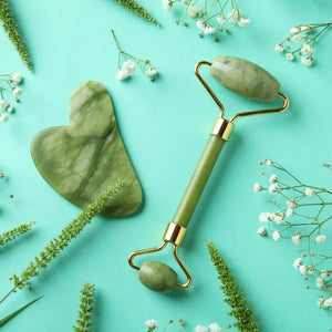 Duo Roller und Gua Sha Grüner Jadestein - Elysera
