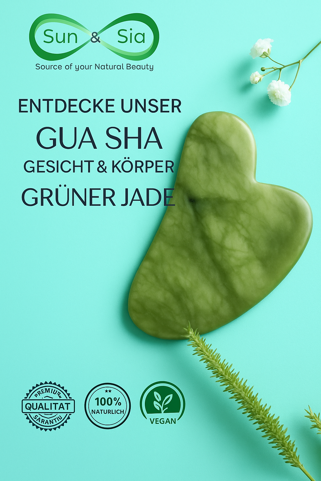 Duo Roller und Gua Sha Grüner Jadestein - Elysera