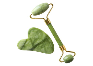 Duo Roller und Gua Sha Grüner Jadestein - Elysera