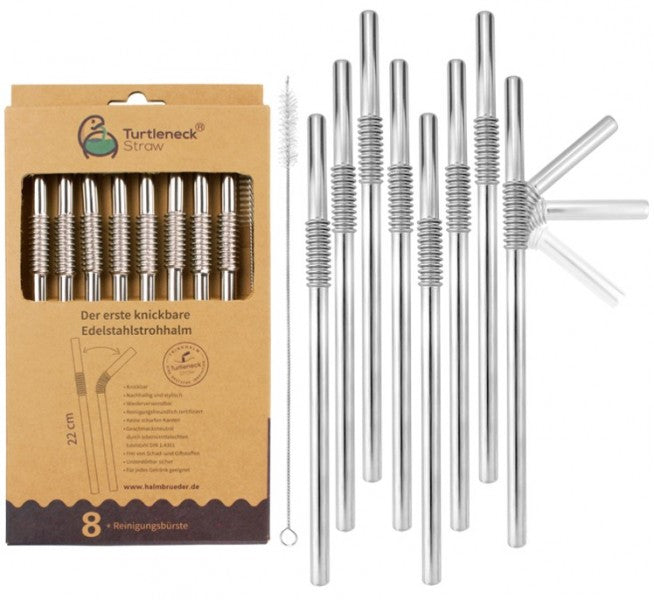 Knickbare Edelstahl-Trinkhalme – 4er oder 8er Set - Elysera
