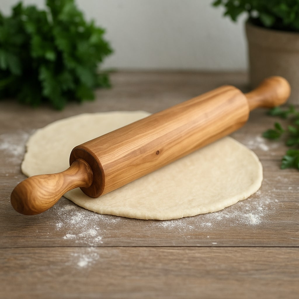 Teigroller / Nudelholz mit Griffen aus Olivenholz - Elysera
