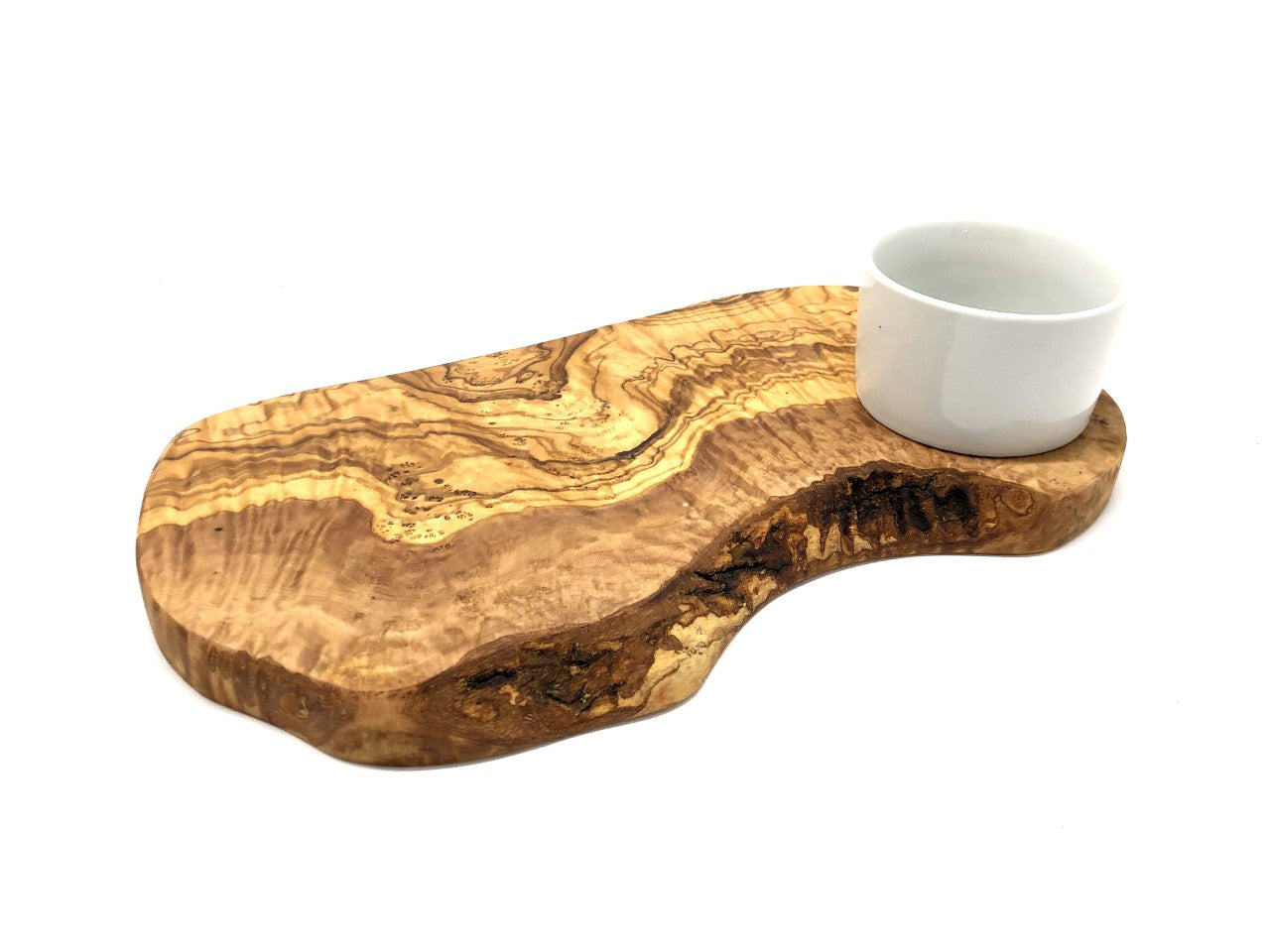 Burgerbrett aus Olivenholz inkl. Porzellanschale - Elysera