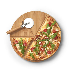 Pizza-Set 2-teilig Bambus/Metall - Elysera