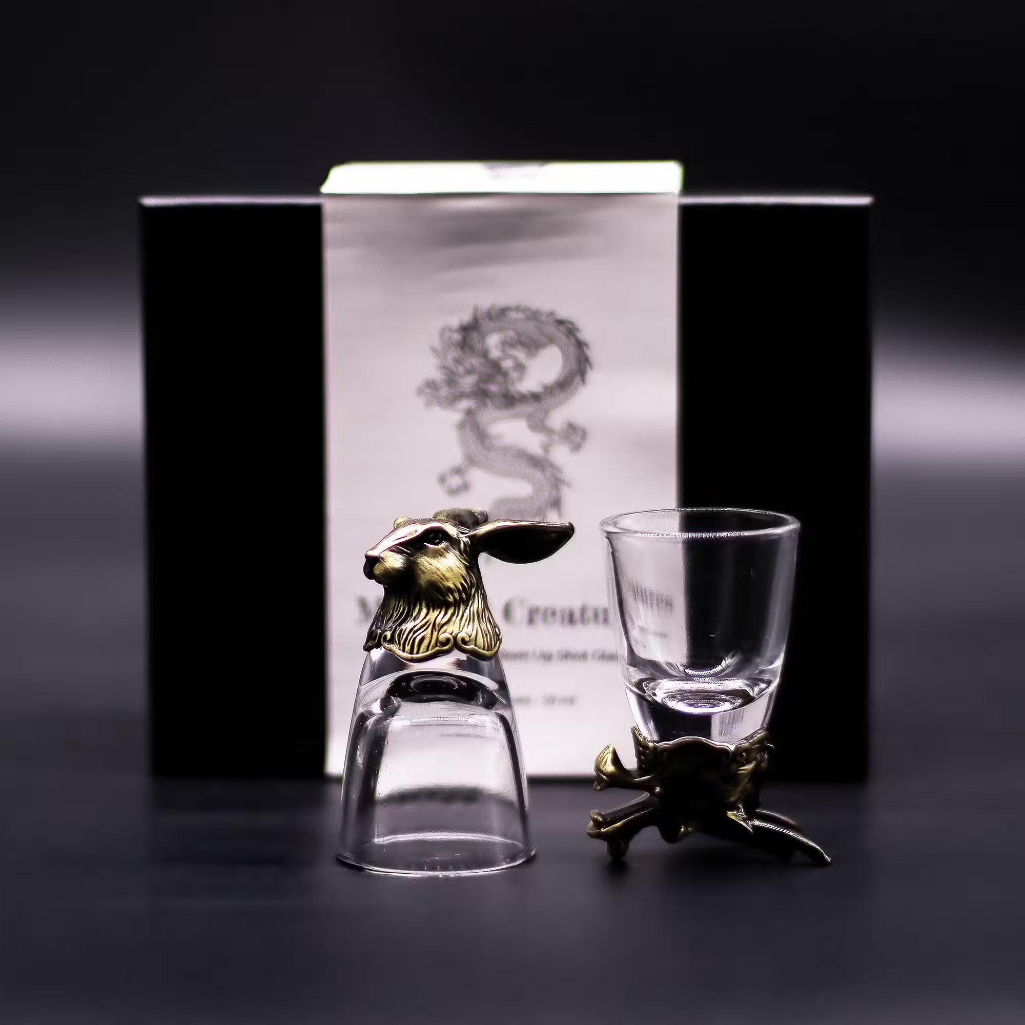 Schnapsglas-Set mit Tiermotiven Geschenkbox