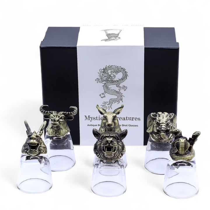 Schnapsglas-Set mit Tiermotiven Geschenkbox