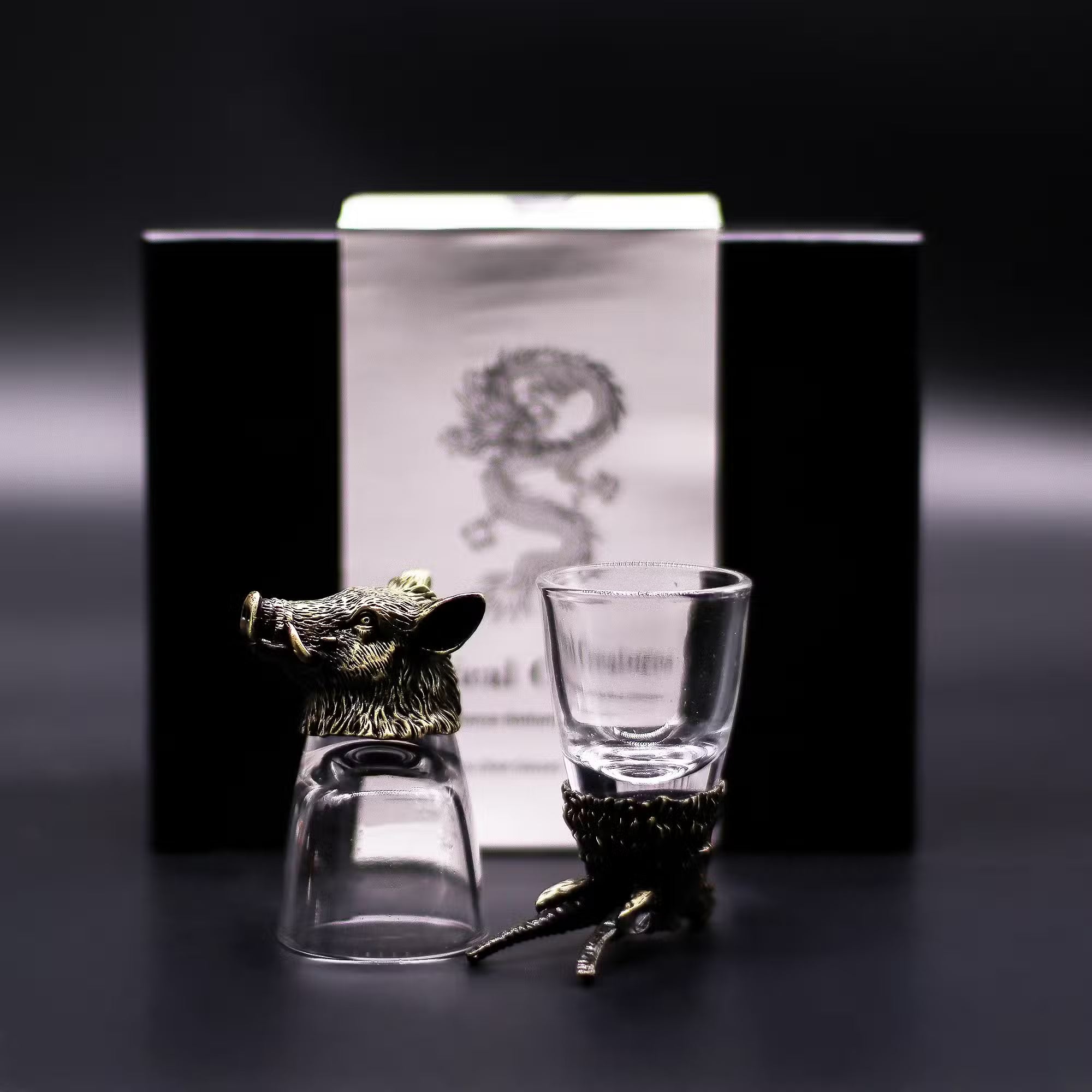 Schnapsglas-Set mit Tiermotiven Geschenkbox