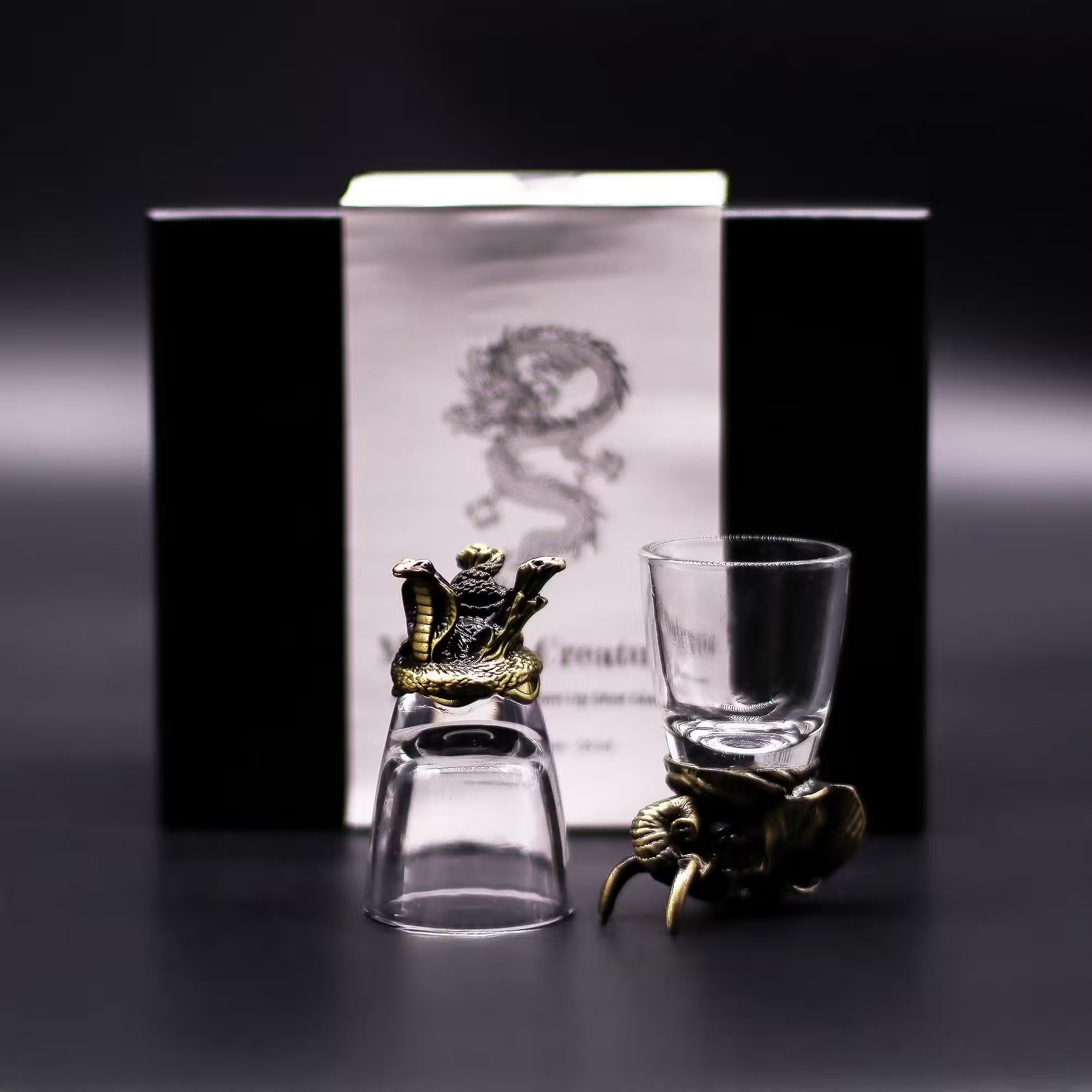 Schnapsglas-Set mit Tiermotiven Geschenkbox