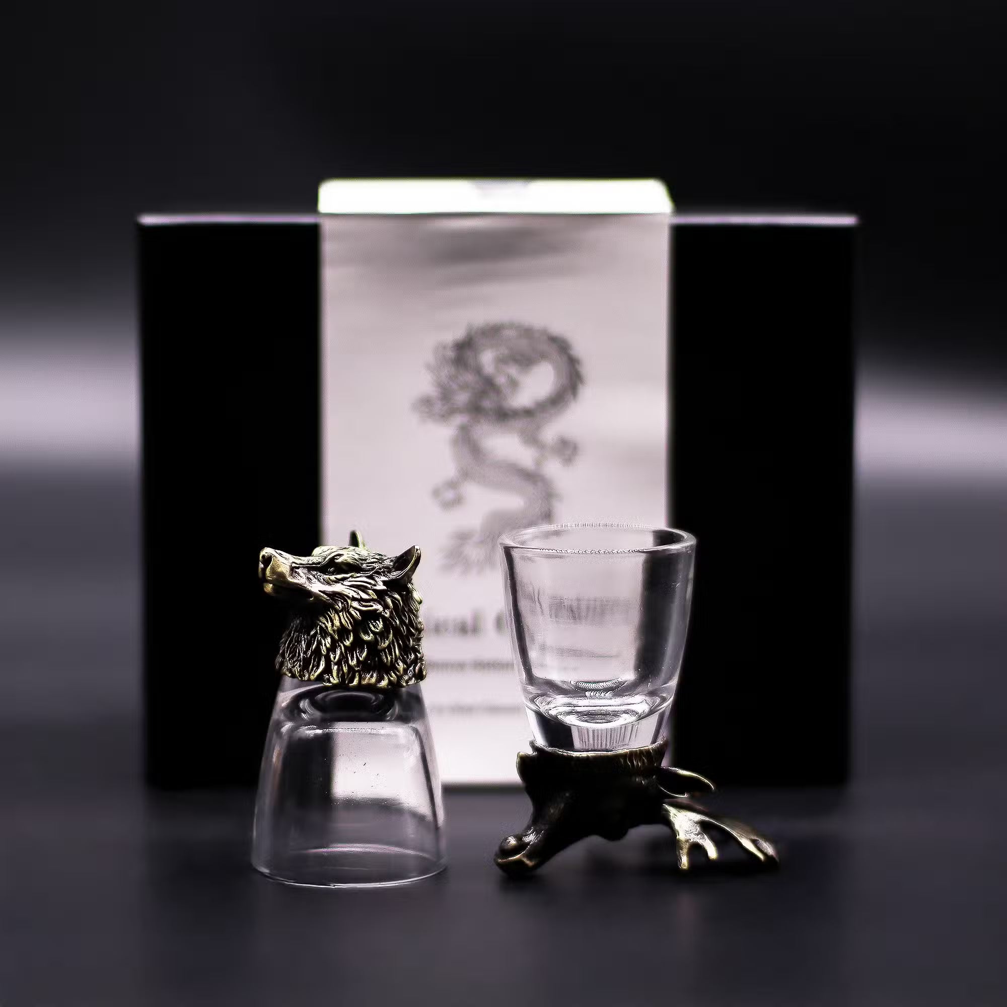 Schnapsglas-Set mit Tiermotiven Geschenkbox