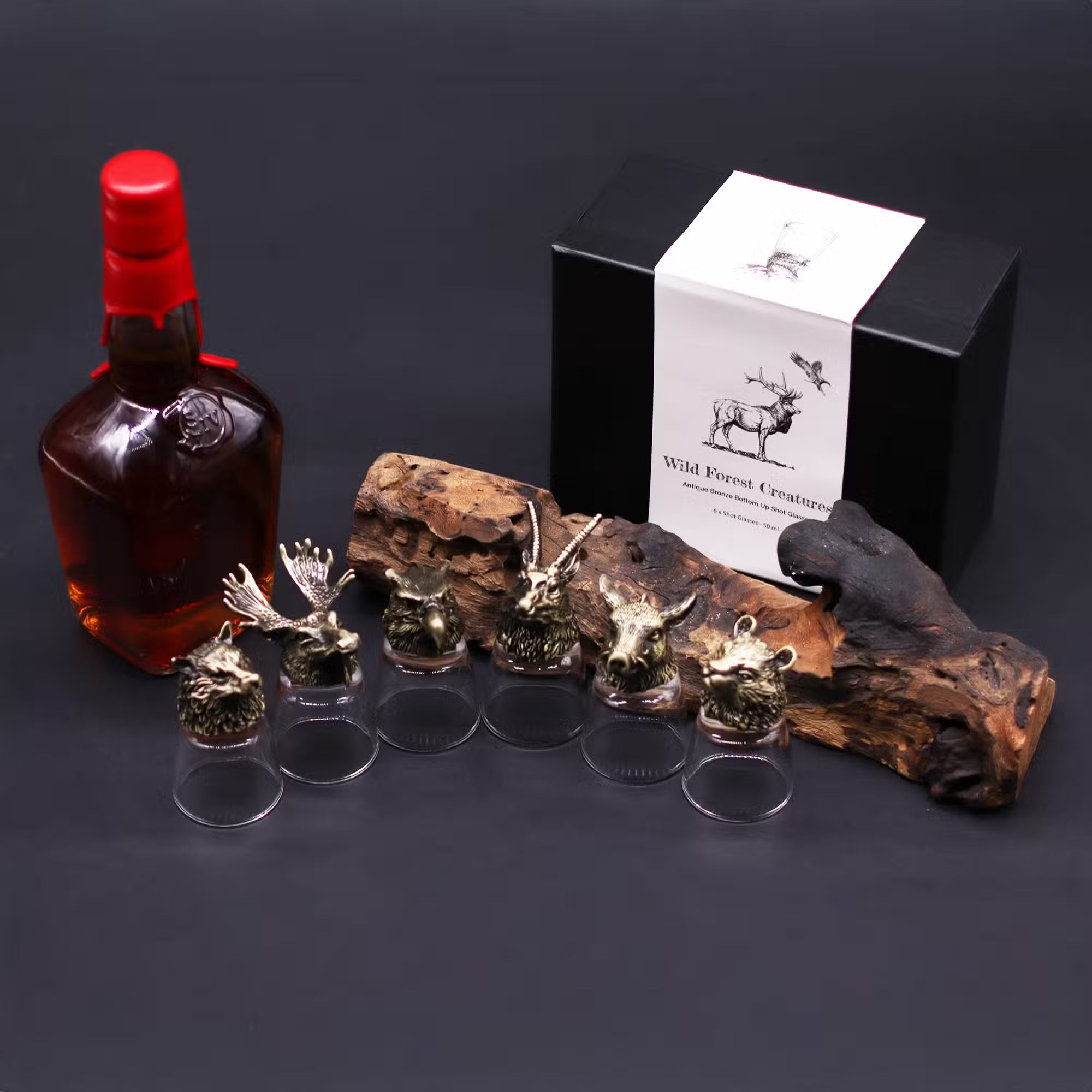 Schnapsglas-Set mit Tiermotiven Geschenkbox